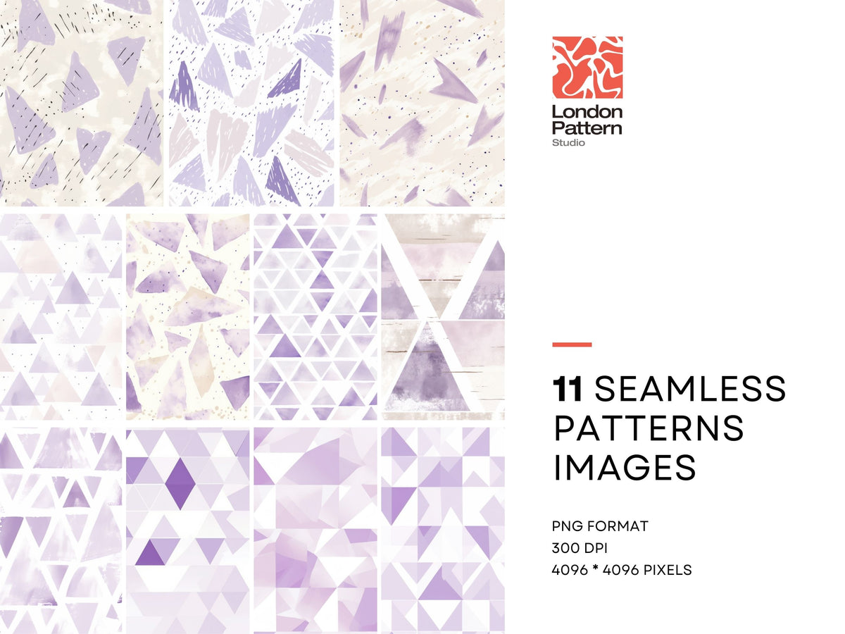 Purple Geometrics Seamless Patterns, Neutral Color Design – Clipartset