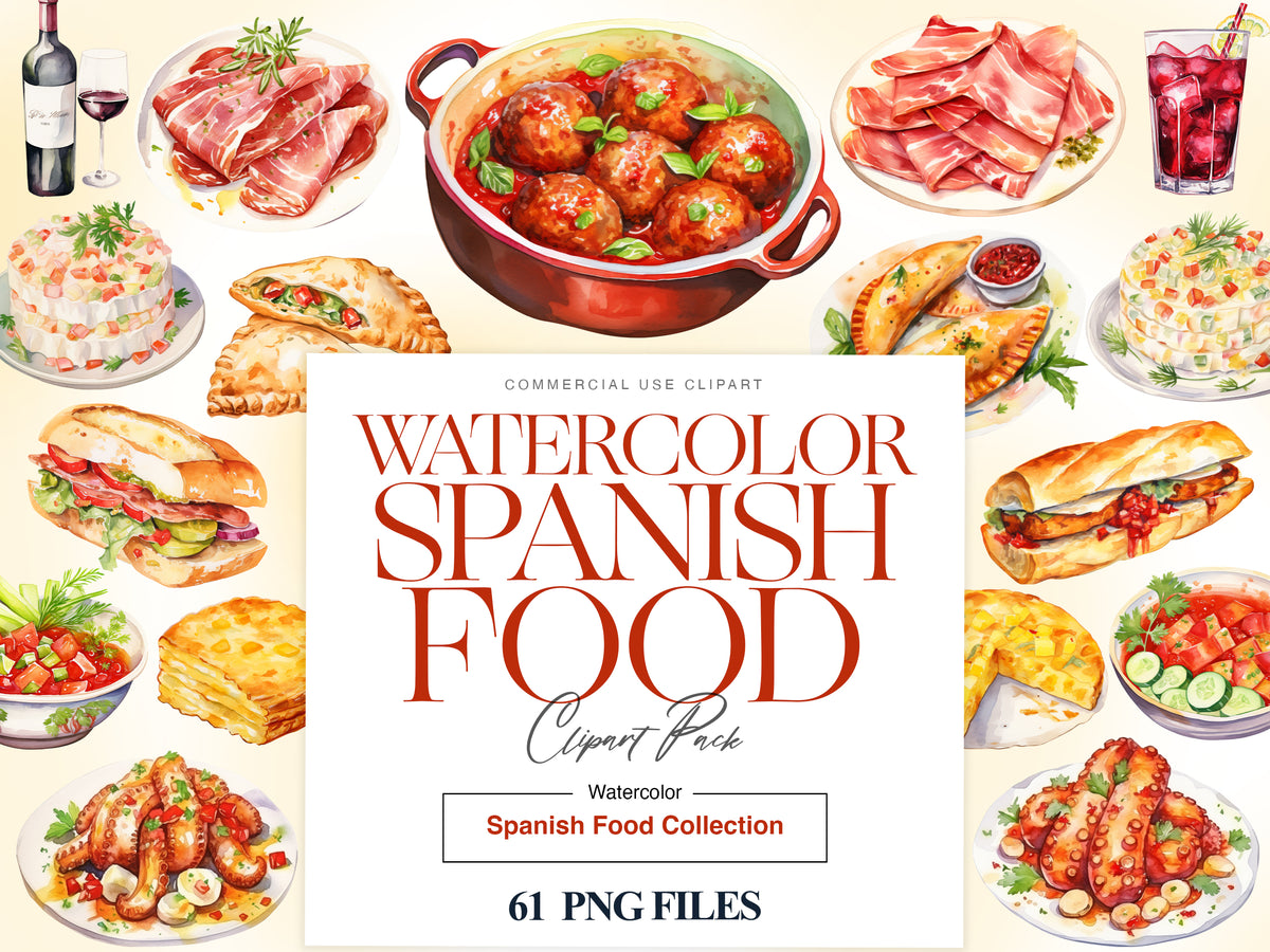 Spanish Food Clipart, Spanish Cuisine, Flan, Food Graphics – Clipartset