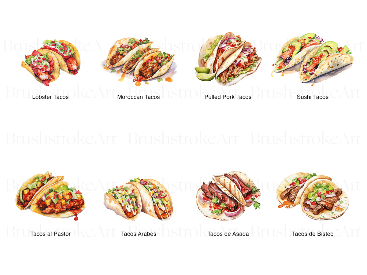 Watercolor Tacos Clipart, Mexican Tacos, Mexican Food PNG – Clipartset