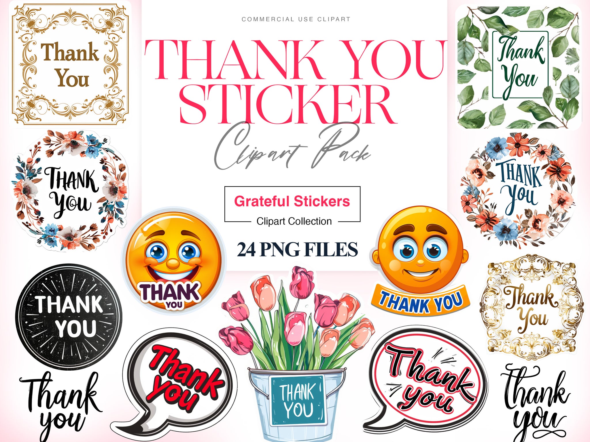 Thank You Stickers Clipart, Wedding Thank You, Stickers PNG – Clipartset