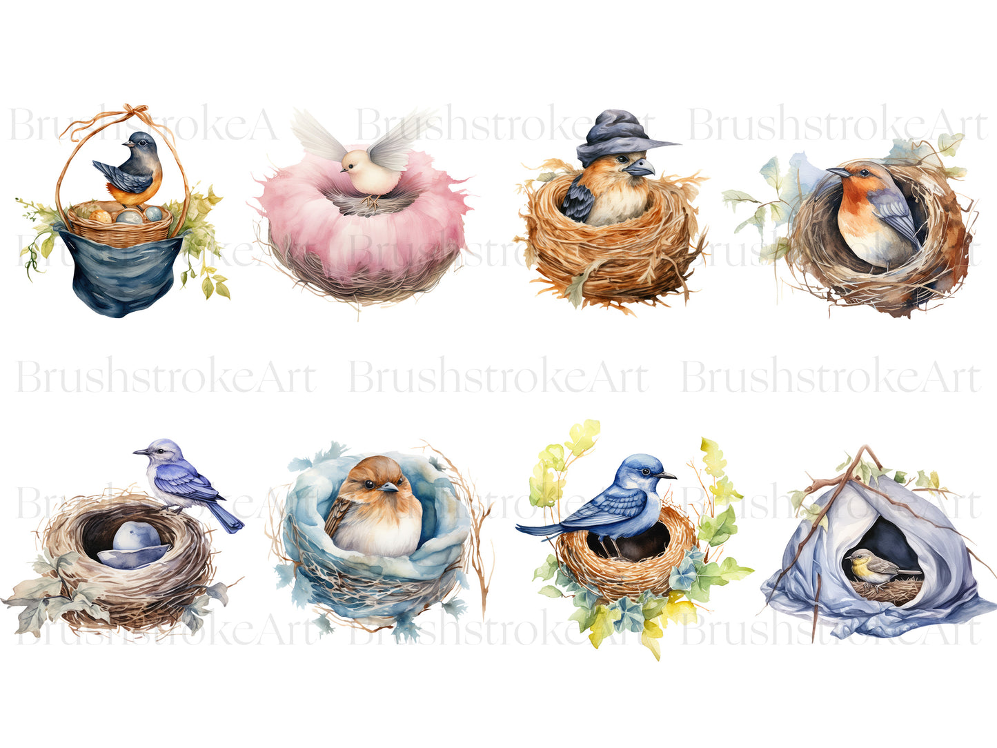 Watercolor Bird Nest