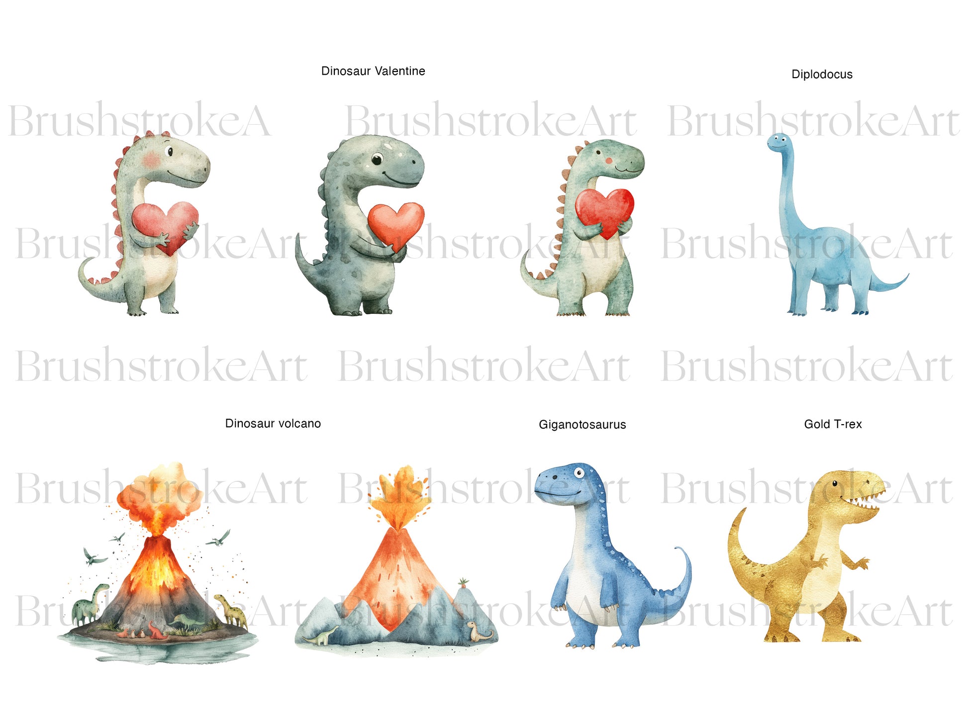 Watercolor Dinosaurs