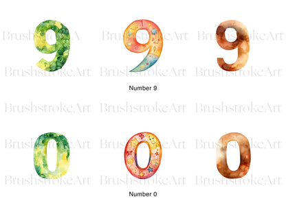 Watercolor Numerals